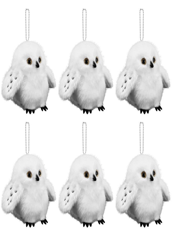 Niceup White Snowy Owl Stuffed Animals 6-Pack 4.5in, Wizard Party Favors Gift Birthday Decorations Small Bubo Scandiaca Plush Stuffy Keychains for Kids Backpack - Image 1